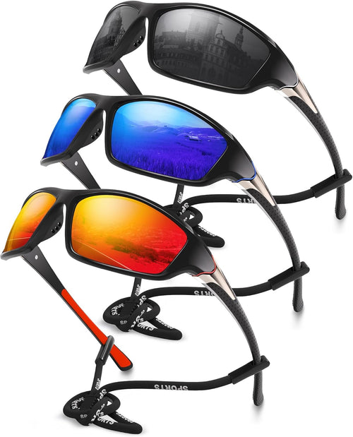 3 Pack Polarized Sports Sunglasses for Men