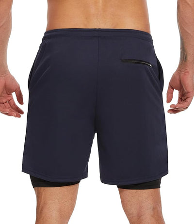 4 Pack Mens 2 in 1 Running Workout Shorts with Liner